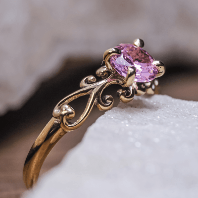 SOLITÁRIO FRIGG ZIRCÔNIA ROSA OURO AMARELO 18 K