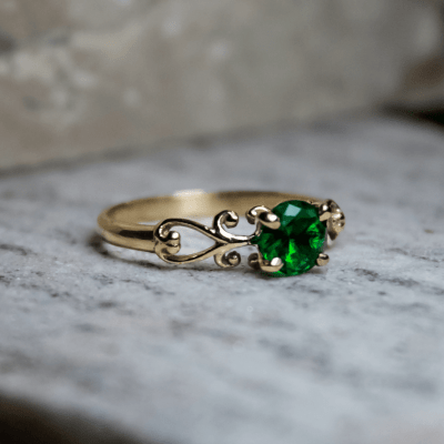 SOLITÁRIO FRIGG ZIRCÔNIA VERDE OURO AMARELO 10 K 