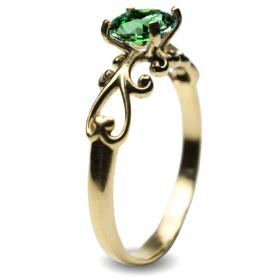 SOLITÁRIO FRIGG ZIRCÔNIA VERDE OURO AMARELO 14 K