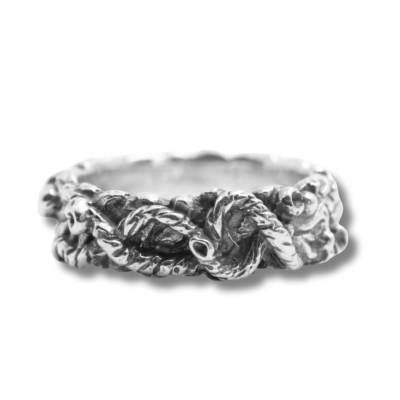 WOOD - ANEL MODELO LARGO ESCÚLPIDO EM PRATA 925