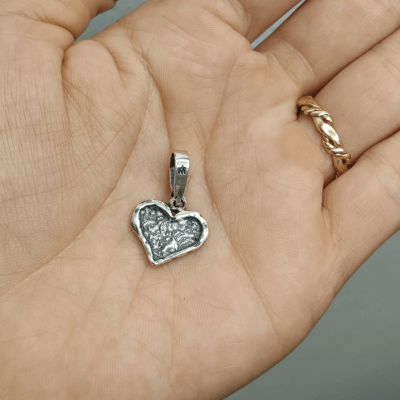 Coração Chorando – Conjunto Anel e Pingente Retrô em Prata 925 com Oxidação