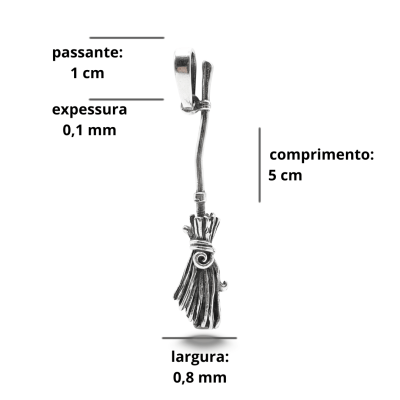 Pingente Vassoura de Bruxa em Prata 925 – Coleção Halloween