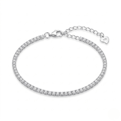 Pulseira Riviera Artesanal Prata 925 Zircônia 2mm Pulseira Riviera Artesanal Prata 925 Zircônia 2mm