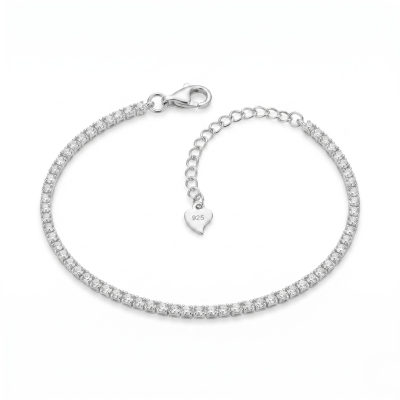 Pulseira Riviera Artesanal Prata 925 com Zircônias 2mm
