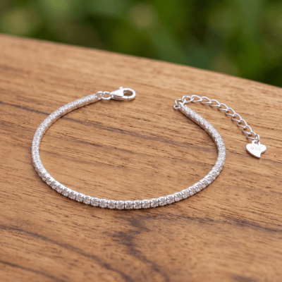 Pulseira Riviera Artesanal Prata 925 com Zircônias 2mm