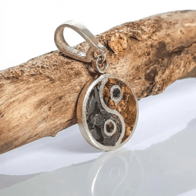 Yin Yang – Pingente Mosaico em Prata 925 com Turmalina Preta e Olho de Tigre