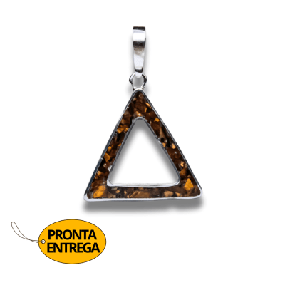 DELTA – PINGENTE TRIÂNGULO EM PRATA 925 COM MOSAICO DE PEDRA NATURAL OLHO DE TIGRE