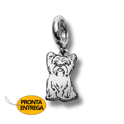 PINGENTE/BERLOQUE PET CACHORRO RAÇA YORKSHIRE  PRATA 925