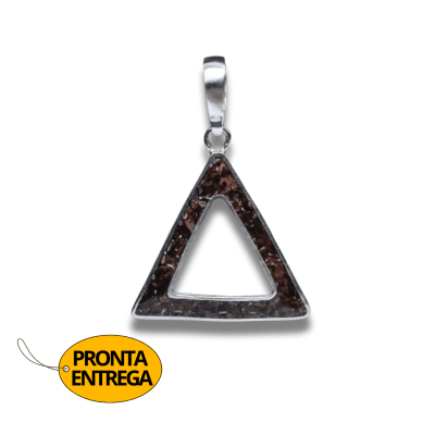 DELTA – PINGENTE TRIÂNGULO EM PRATA 925 COM MOSAICO DE GRÃOS DE CAFÉ TORRADO