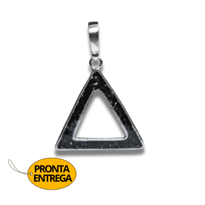 DELTA – PINGENTE TRIÂNGULO EM PRATA 925 COM MOSAICO DE PEDRA NATURAL TURMALINA PRETA