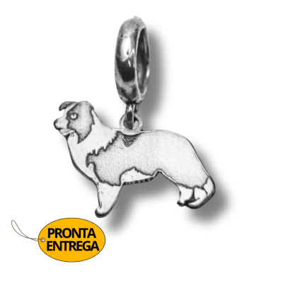 PINGENTE/BERLOQUE PET CACHORRO RAÇA BORDER COLLIE  PRATA 925  