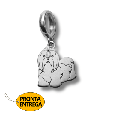 PINGENTE/BERLOQUE PET CACHORRO RAÇA SHIH-TZU  PRATA 925 