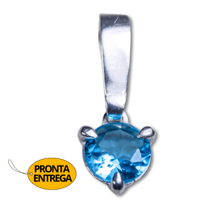 PINGENTE SHINE ZIRCÔNIA AZUL CLARO PRATA 950 