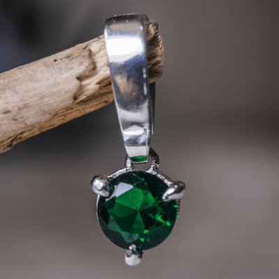 PINGENTE SHINE ZIRCÔNIA VERDE PRATA 950