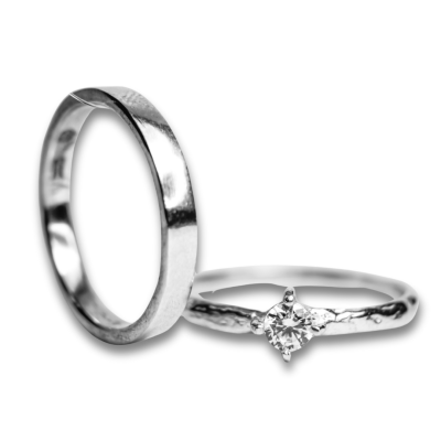 ANEL BLOOM LISO + SOLITÁRIO UNIQUE ZIRCÔNIA BRANCA PRATA 925