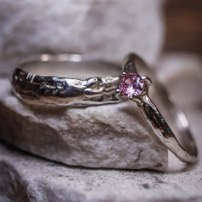 ANEL SENTIR LARGO + SOLITÁRIO UNIQUE ZIRCÔNIA ROSA PRATA 950