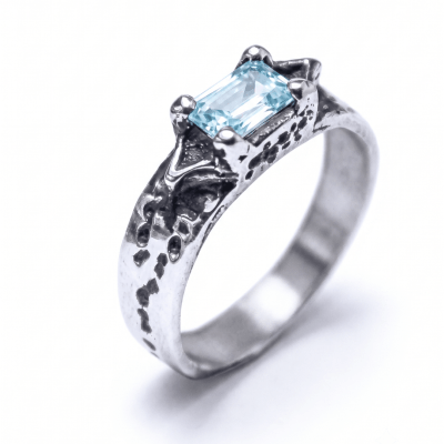 Par de Alianças Nórdicas Asgard em Prata 925 com Zircônia Azul
