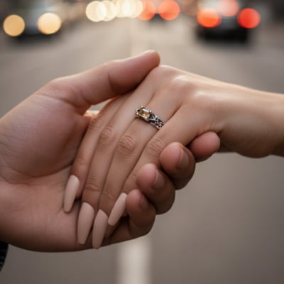 ASGARD – PAR DE ALIANÇAS NÓRDICAS EM PRATA 925 COM ZIRCÔNIA CHAMPAGNE