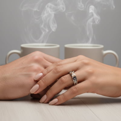 ASGARD – PAR DE ALIANÇAS NÓRDICAS EM PRATA 925 COM ZIRCÔNIA CHAMPAGNE