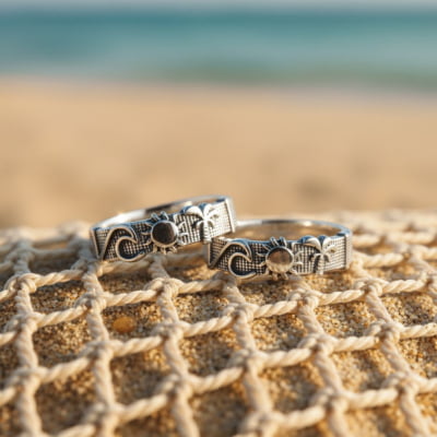 BEACH – Par de Alianças Praia em Prata 925