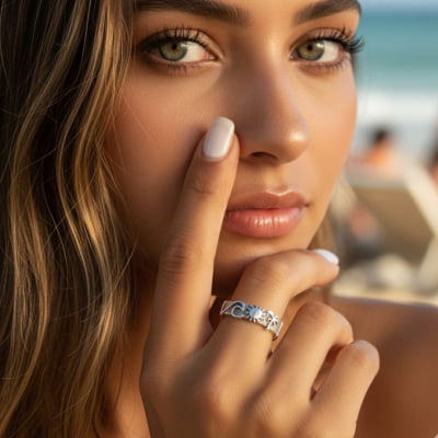 BEACH – Par de Alianças Praia em Prata 925