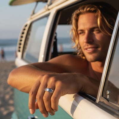 BEACH – Par de Alianças Praia em Prata 925