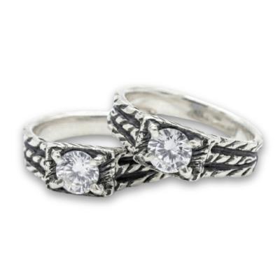 BONNY – PAR DE ALIANÇAS EM PRATA 925 COM ZIRCÔNIA BRANCA 