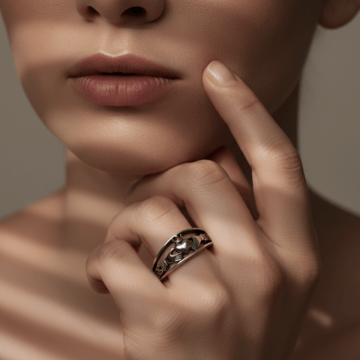 CLADDAGH – PAR DE ALIANÇAS MODELO IRLANDES THICK EM PRATA 925