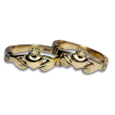 CLADDAGH – PAR DE ALIANÇAS MODELO IRLANDES THIN EM OURO AMARELO 18 K