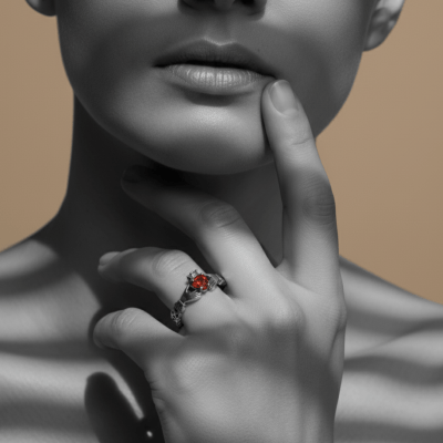 CLADDAGH – PAR DE ALIANÇAS MODELO IRLANDÊS STONE COM ZIRCÔNIA VERMELHA E PRETA EM PRATA 925