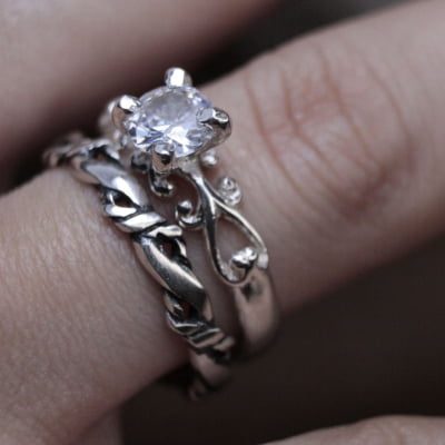 FRIGG – Par de Alianças (Solitário + Anel Nordic Rope) em Prata 925 com Zircônia 