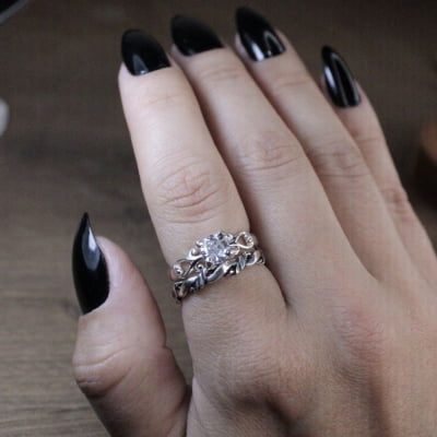 FRIGG – Par de Alianças (Solitário + Anel Nordic Rope) em Prata 925 com Zircônia 