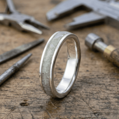 Mosaico – Anel em Prata 925 com Mosaico de Pedra Natural Água-Marinha