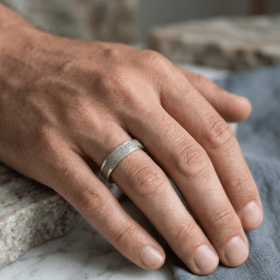 Mosaico – Anel em Prata 925 com Mosaico de Pedra Natural Água-Marinha