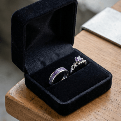 MOSAICO DUO – CONJUNTO EM PRATA 925 (AMETISTA NATURAL + SOLITÁRIO FRIGG ZIRCÔNIA ROXA)