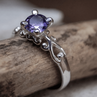 MOSAICO DUO – CONJUNTO EM PRATA 925 (AMETISTA NATURAL + SOLITÁRIO FRIGG ZIRCÔNIA ROXA)