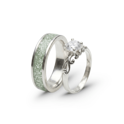 Mosaico Duo – Conjunto em Prata 925 com Peridoto Natural e Solitário Frigg com Zircônia Branca