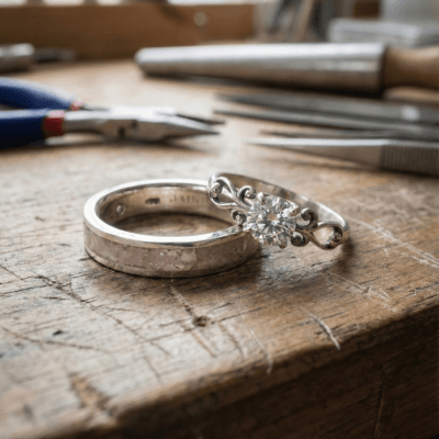 Conjunto em Prata 925 com Quartzo Rosa Natural e Solitário Frigg com Zircônia Branca – Mosaico Duo