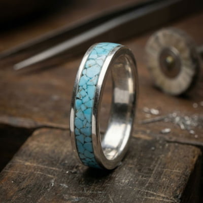 Mosaico Duo – Conjunto em Prata 925 com Turquesa Natural e Solitário Frigg com Zircônia Azul Claro