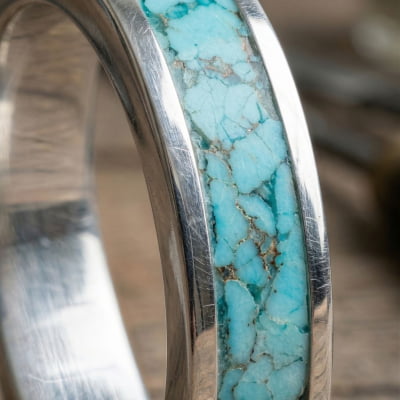 Mosaico Duo – Conjunto em Prata 925 com Turquesa Natural e Solitário Frigg com Zircônia Azul Claro