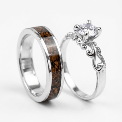 MOSAICO DUO – CONJUNTO EM PRATA 925 (GRÃOS TORRADOS DE CAFÉ + SOLITÁRIO FRIGG ZIRCÔNIA BRANCA)