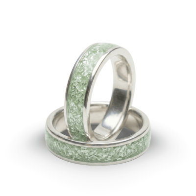 MOSAICO – PAR DE ALIANÇAS DE PRATA 925 COM MOSAICO DE PEDRA NATURAL peridoto