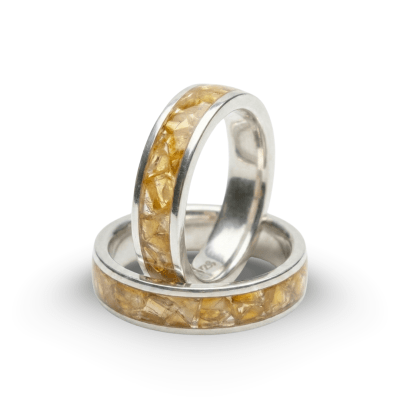 Mosaico – Par de Alianças em Prata 925 com Mosaico de Pedra Natural Citrino Mosaico – Par de Alianças em Prata 925 com Mosaico de Pedra Natural Citrino