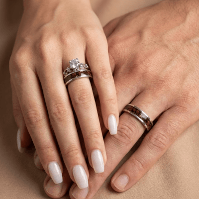 MOSAICO TRIO – CONJUNTO EM PRATA 925 (2 ANÉIS MOSAICO GRÃOS TORRADOS DE CAFÉ + SOLITÁRIO FRIGG ZIRCÔNIA BRANCA)