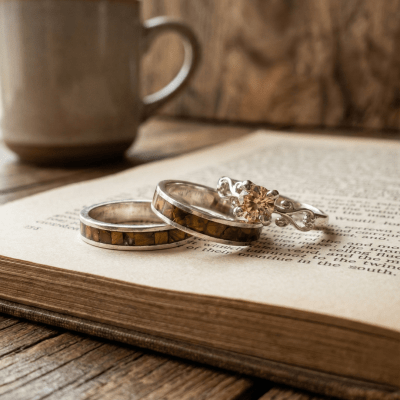 Conjunto em Prata 925 com Olho de Tigre Natural e Solitário Frigg com Zircônia Champagne – Mosaico Trio