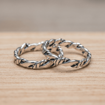 NORDIC ROPE - PAR DE ALIANÇAS MODELO FINO EM PRATA 925