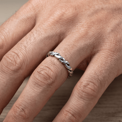 NORDIC ROPE - PAR DE ALIANÇAS MODELO FINO EM PRATA 925