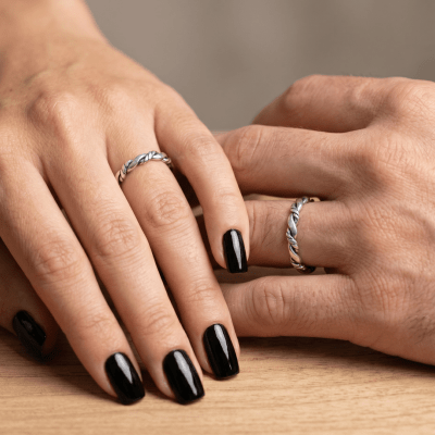 NORDIC ROPE - PAR DE ALIANÇAS MODELO FINO EM PRATA 925