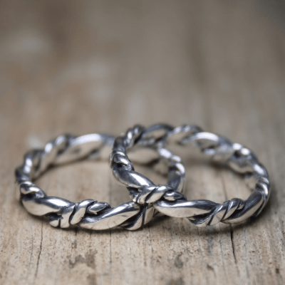 NORDIC ROPE - PAR DE ALIANÇAS MODELO FINO EM PRATA 925