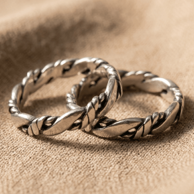NORDIC ROPE - PAR DE ALIANÇAS MODELO FINO EM PRATA 925